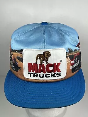 Vtg Mack Trucks All-Over Print Snapback Foam Hat W/ Patch Made USA HAS STAINS! • $134.87