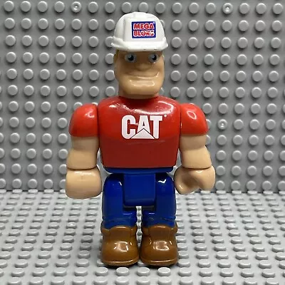 Mega Bloks CAT Construction Worker Mini Figure Man Red Shirt White Hat • $4.14