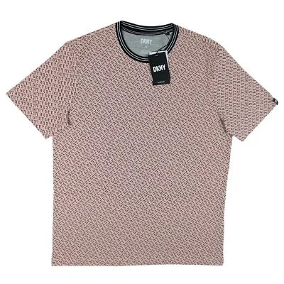 Men's DKNY Monogram Print Crew Neck Short Sleeve T-Shirt Dusty Pink DK33SK1392 • $19.99