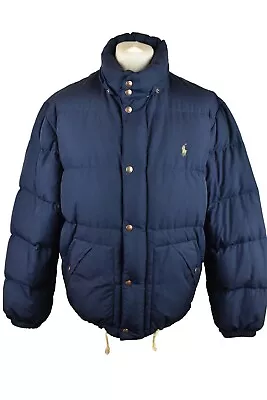 RALPH LAUREN Blue Down Padded Jacket Size L Mens Full Zip Puffer Winter • £64.76