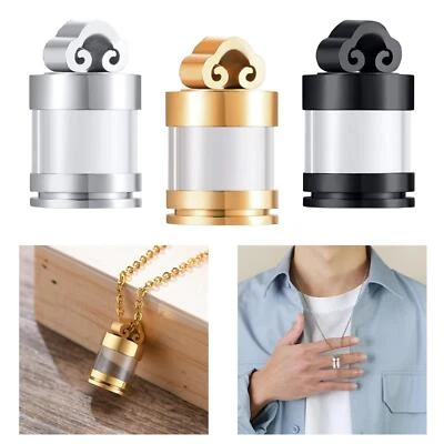 $7.61 • Buy Stainless Steel Glass Memorial Locket Pendant Jar Perfume Container Women Men