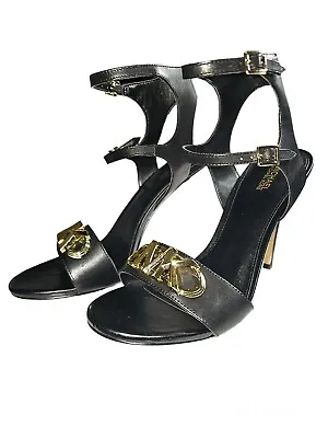 Michael Kors Parker Sandal Black & Gold Women's Size 7 Brand New With Out Box • $39