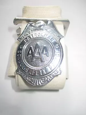 Vintage Original Aaa School Safety Patrol Metal Badge Patrolman Cadet Sash Belt! • $53