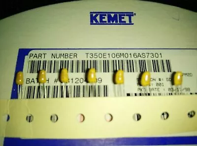 10x KEMET T350E106M016AS  TANTALUM CAP 10uF 16VDC 20% 5.5x8.9mm RDL 2.54mm 125c • $3.50
