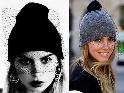 Women Girls Fashion Winter Warm Retro Ski Knit Veil Mesh Net Hats Beanie Cap • $11.55