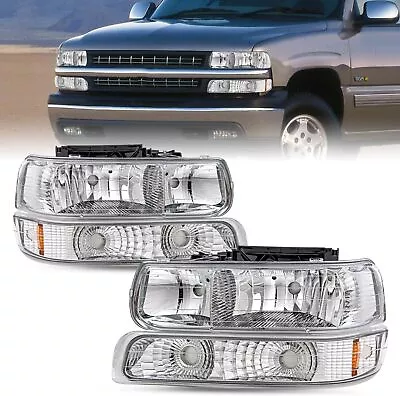 LED Headlights Headlamps W/Bumper Signal Pair For 99-02 Chevy Silverado • $65.99