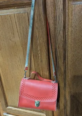 Vintage 1960s Red Faux Leather Mod Retro Gogo London Twiggy Bag • $15