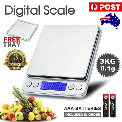 3kg/0.1g Kitchen Digital Scale LCD Electronic Balance Food Weight Postal Scales • $11.50
