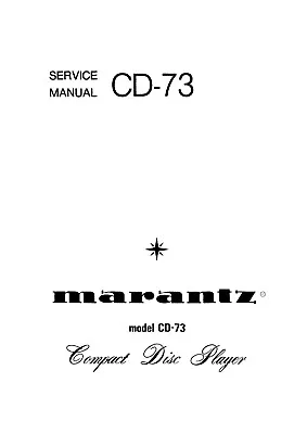 Service Manual Instructions For Marantz CD 73 • $22.02