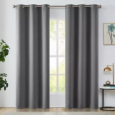 2 Panels Set Blackout 3 Layer Weave Insulated Curtains Grommet Drapes • $18.69