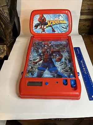 Spiderman Small Table Top Pinball Game Marvel Tested Works Not Legs For Tilting • $56.42