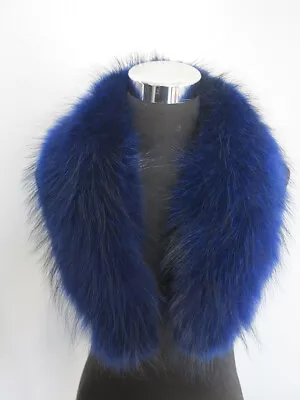 100% Real Raccoon Fur Collar/neck Wrap/women Jacket Blue  Scarf 80*15 Cm • $36