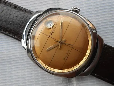 Rare Vintage Swiss Made Golden Dial Fortis Trueline Mens Automatic Watch • $199.99