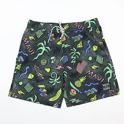 Maui And Sons Men's 7  Stretch Swim Trunks Shorts Lined 90s Island Slice - NWT • $17.99