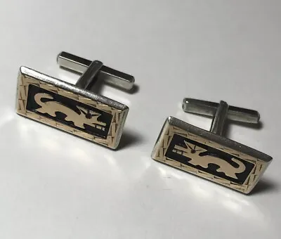 Sterling Silver Peruvian Cuff Links With 18ct Yellow Gold Mount - Wear Not Scrap • £105