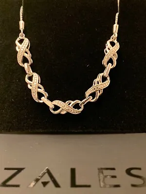 BRAND NEW* AWESOME ZALES Jewelers Sterling Silver Diamond Accent “BOLO” Bracelet • $89.99