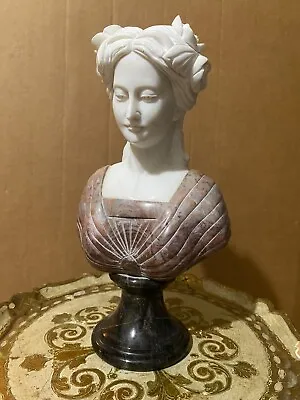 Marble Bust Of A Woman With Flowers In Her Hair • $150
