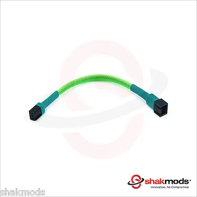 Shakmods 3 Pin Fan Green Sleeved 15cm Computer Hand Sleeved Extension Cable UK • £3.49