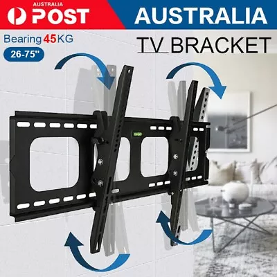 Slim TV Wall Mount Bracket Tilt W/ Spiritlevel LCD LED 32 50 55 60 65 70 75 Inch • $29.95