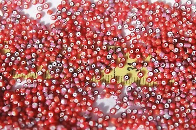 11/0 Glass Vintage French Cranberry Amethyst Cherry White Heart Seed Beads/1oz • $5.75