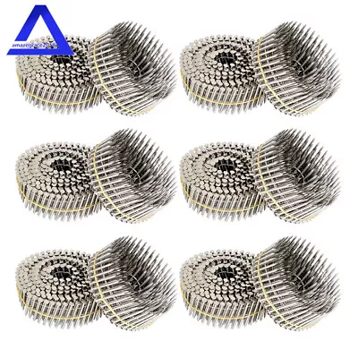 3600Pcs 15 Degree Wire Coil 1-1/2” ×.09” Ring Shank Stainless Steel Siding Nails • $36.91