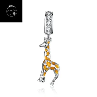 Genuine Sterling Silver 925 Love Giraffe Animal Travel Pendant Dangle Charm Mum • £16.49