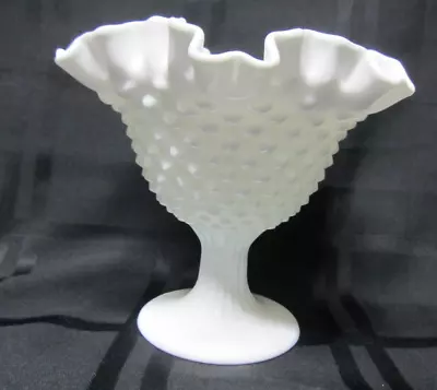 Fenton Hobnail Ruffle Crimped Edge Fruit Or Compote White Milk Glass • $13.08