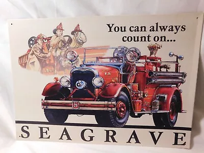 Vintage Seagrave Fire Engine Tin Advertisement Sign Made In USA 1997 • $21.80