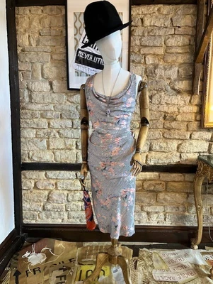 £145 • Buy New Vivienne Westwood Anglomania S/s 20 Flower Striped Virginia Drape Dress 40