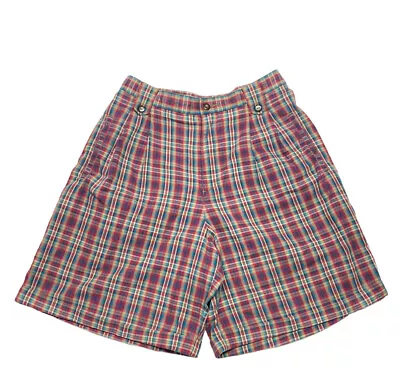Vintage 90s Lizsport Liz Claiborne High Waist Plaid Mom Shorts Size 12 Preppy • $19.99