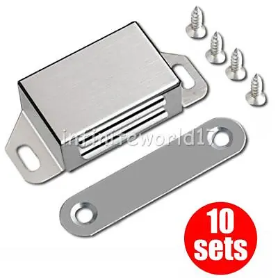 £7.90 • Buy 10 Magnetic Door Catch Closer Stop Magnet Cupboard Cabinet Latch Stainless Steel