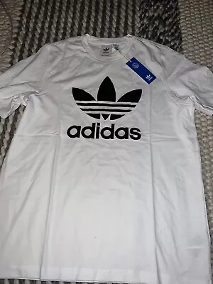 NWT Adidas Classic Originals Trefoil Men's White Black T-Shirt Sz S-2XL $30 • $19.97