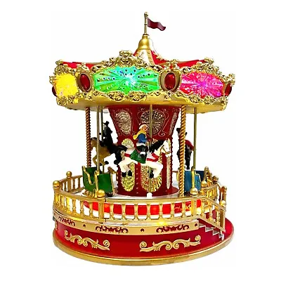 Christmas Carousel Large Musical Led Light Up Rotating Xmas Merry Go Around • $119.95