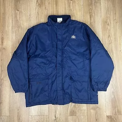 Vintage Umbro Long Coat Mens XL Puffer Jacket Training Managers Football Y2K 90s • £19.99