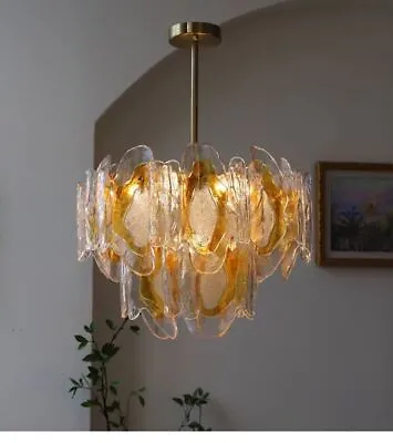 Chandelier Classic Gold Glass Murano Clear Cognac Light Luxury Pendant Lighting  • $424.15