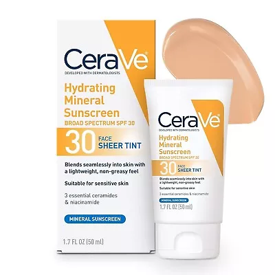 Hydrating Mineral Sunscreen With Sheer Tint | Tinted Mineral Sunscreen With Zinc • $16.13