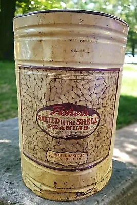 RARE Vintage Fishers 50lb GIANT Salted In Shell Peanuts Barrel 1940s MCM • $199.99