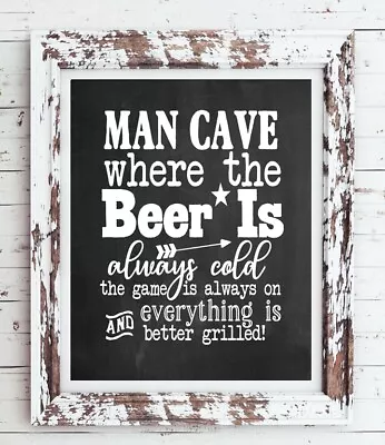 MAN CAVE 8x10 Typography Faux Chalkboard Wall Print 8x10 CARDSTOCK NO Frame • $6.59