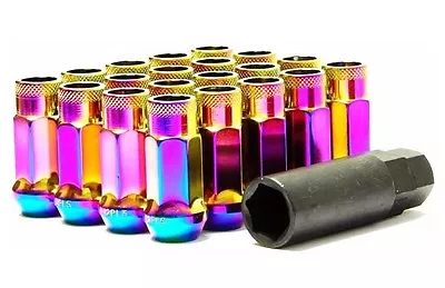 Muteki Sr48 Neo Chrome Steel Open End Lug Nuts 12x1.25mm 20 Pcs 48mm Extended • $90