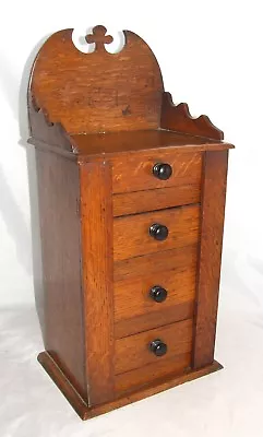 Antique Miniature Oak Wellington Style Chest Apprentice Piece Collector Cabinet • £495