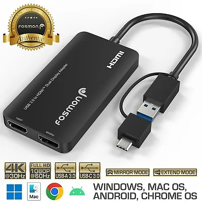 USB 3.0 To 2 HDMI Video Cable Adapter For PC Laptop HDTV SmartPhone Converter • $49.99