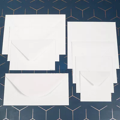 White Greeting Card / Invitation Envelopes Diamond Flap 100GSM Wedding Christmas • £3.89