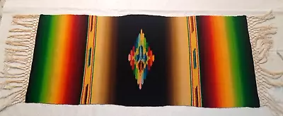 Southwestern Design Table Runner Wool Vibrant Red Yellow Green Black 30x13 • $17.50