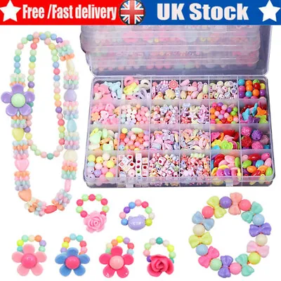 Bracelet Craft Make Own Beads Jewellery Making Set Box Kit For Kids DIY Gifts UK • £10.65