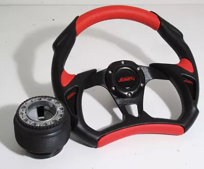 96 97 98 99 00 Civic Ek Battle Style Steering Wheel Red Black + Hub Adapter • $43.99