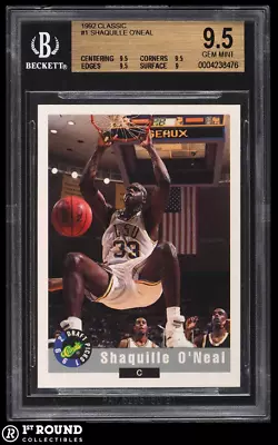 Shaquille O'Neal BGS 9.5: 1992 Classic Pre-Rookie Card • $63.74