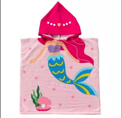 Kids Hooded Beach Towel Pink Mermaid • £7.99