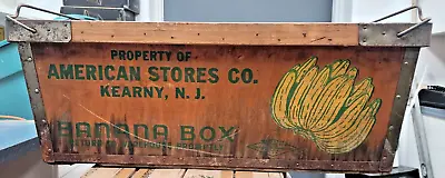 Antique Wooden Banana Box Crate American Stores Kearny NJ • $99.99