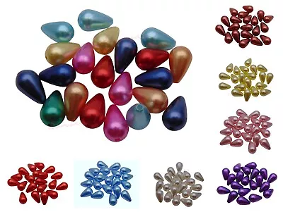 20 Pcs Acrylic Faux Pearl Teardrop Beads 16mm X 9mm Jewellery Drop Beading Craft • £2.79