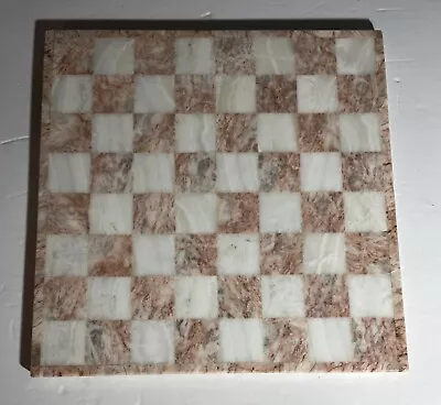 Beautiful Marble Solid Stone Chess Board - Heavy Gray/ Peach Checkers Pre-owned • $50.99
